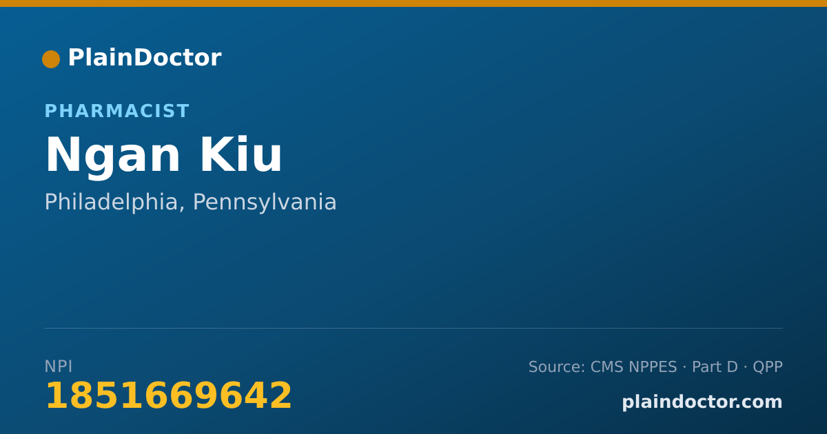 Shareable card for Ngan Kiu - Pharmacist, Philadelphia, PA