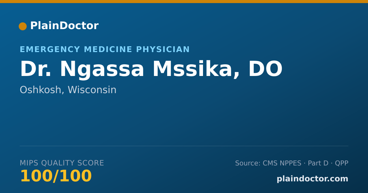 Shareable card for Ngassa Mssika, DO - Emergency Medicine Physician, Oshkosh, WI