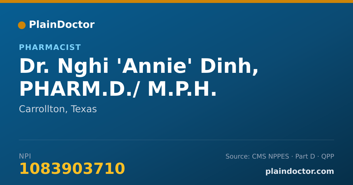 Shareable card for Nghi 'Annie' Dinh, PHARM.D./ M.P.H. - Pharmacist, Carrollton, TX