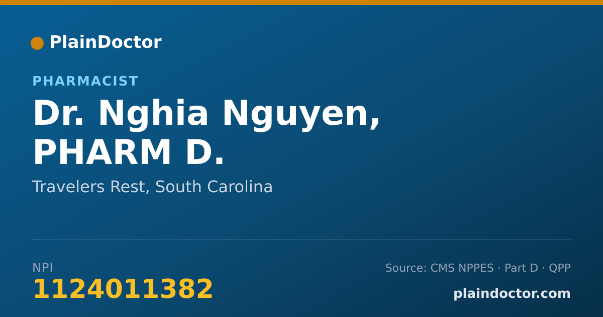 Shareable card for Nghia Nguyen, PHARM D. - Pharmacist, Travelers Rest, SC