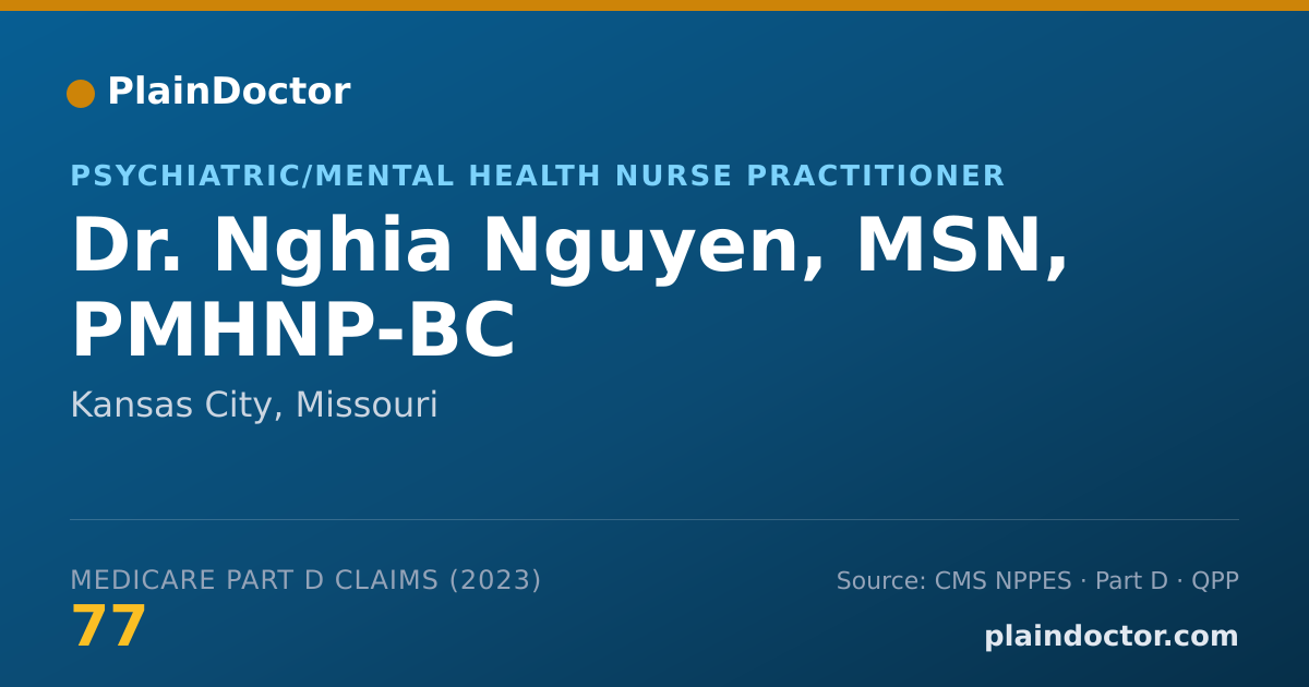 Shareable card for Nghia Nguyen, MSN, PMHNP-BC - Psychiatric/Mental Health Nurse Practitioner, Kansas City, MO
