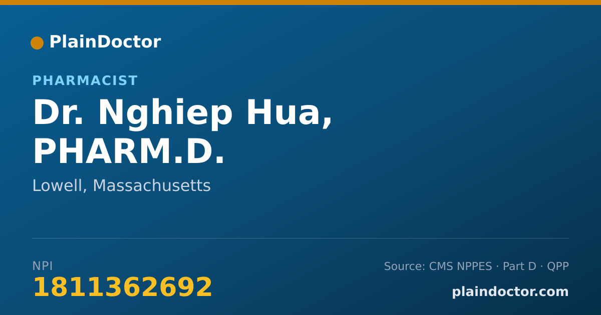 Shareable card for Nghiep Hua, PHARM.D. - Pharmacist, Lowell, MA