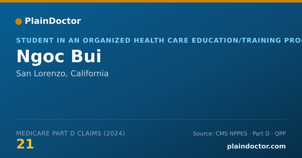 Shareable card for Ngoc Bui - Student in an Organized Health Care Education/Training Program, San Lorenzo, CA
