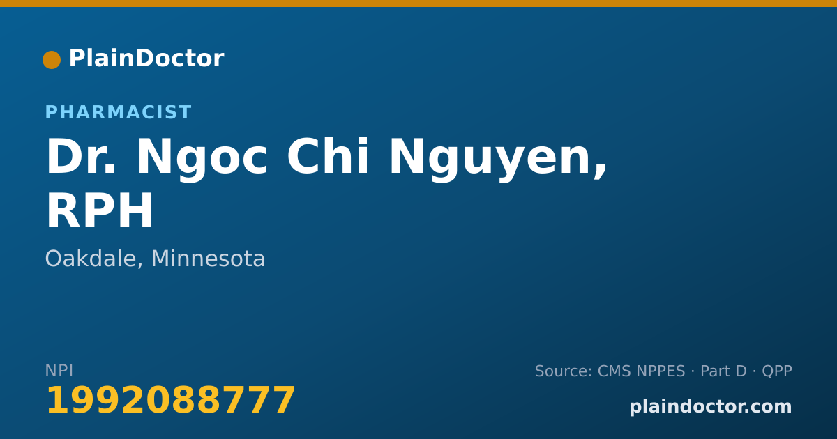 Shareable card for Ngoc Chi Nguyen, RPH - Pharmacist, Oakdale, MN