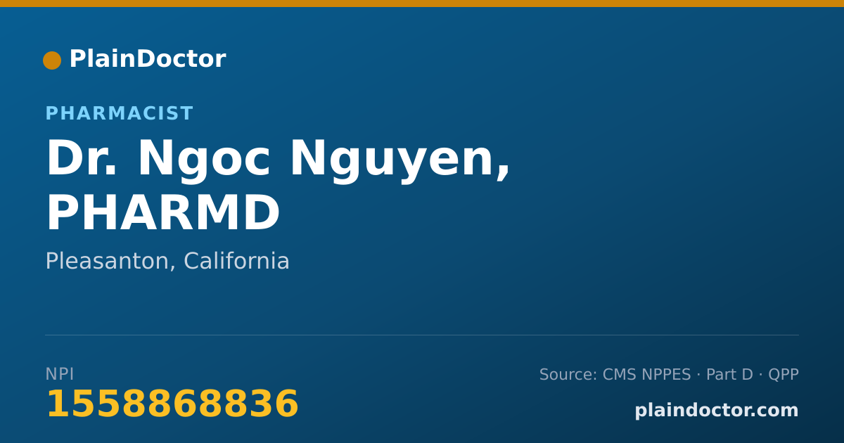 Shareable card for Ngoc Nguyen, PHARMD - Pharmacist, Pleasanton, CA