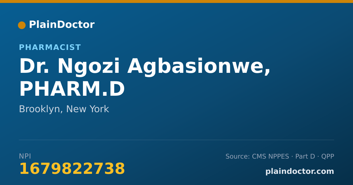 Shareable card for Ngozi Agbasionwe, PHARM.D - Pharmacist, Brooklyn, NY