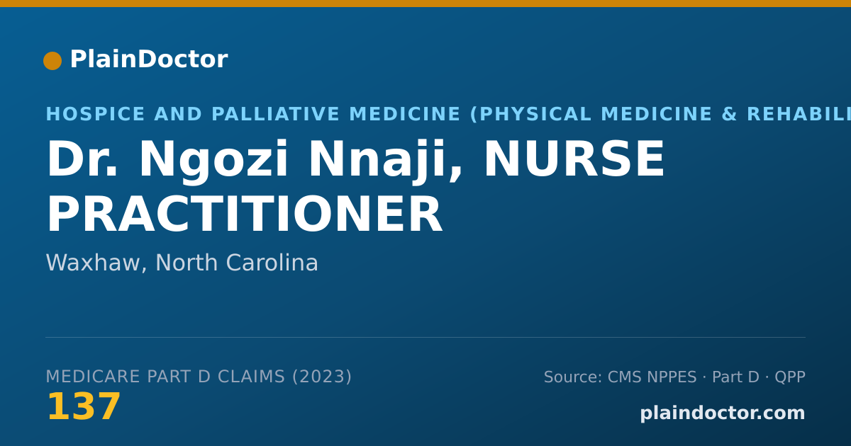 Shareable card for Ngozi Nnaji, NURSE PRACTITIONER - Hospice and Palliative Medicine (Physical Medicine & Rehabilitation) Physician, Waxhaw, NC