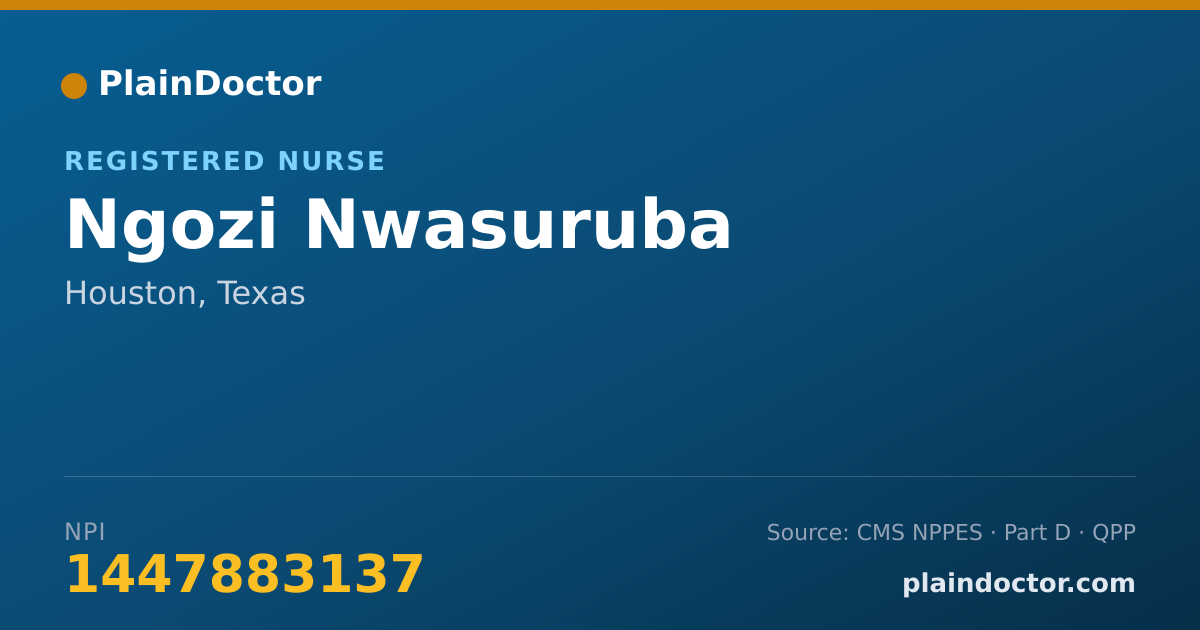 Shareable card for Ngozi Nwasuruba - Registered Nurse, Houston, TX