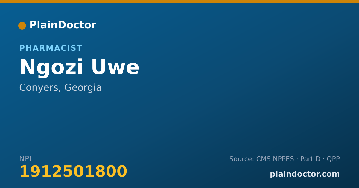 Shareable card for Ngozi Uwe - Pharmacist, Conyers, GA