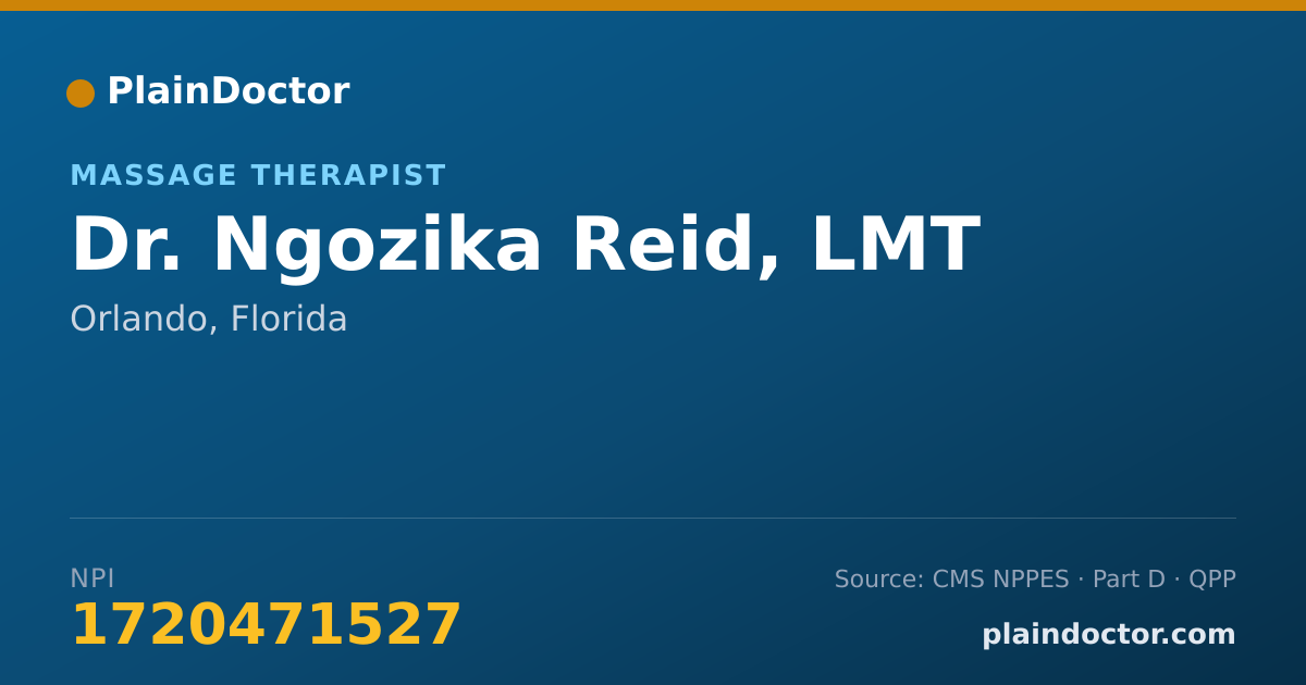 Shareable card for Ngozika Reid, LMT - Massage Therapist, Orlando, FL