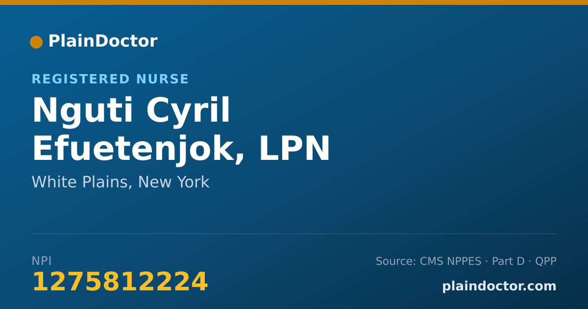 Shareable card for Nguti Cyril Efuetenjok, LPN - Registered Nurse, White Plains, NY