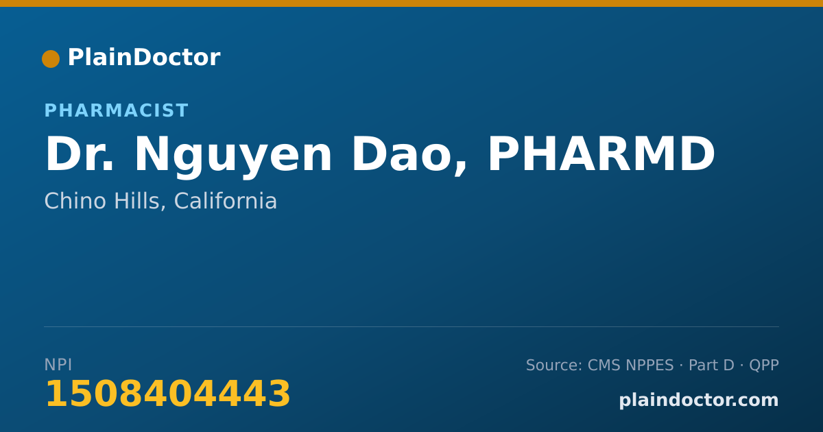 Shareable card for Nguyen Dao, PHARMD - Pharmacist, Chino Hills, CA