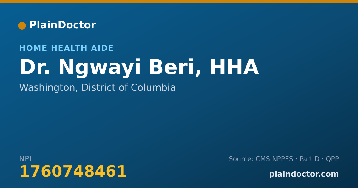 Shareable card for Ngwayi Beri, HHA - Home Health Aide, Washington, DC