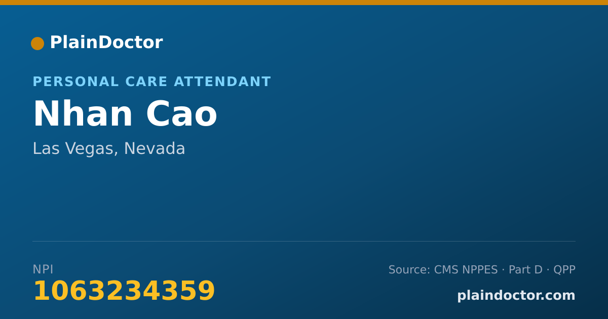 Shareable card for Nhan Cao - Personal Care Attendant, Las Vegas, NV