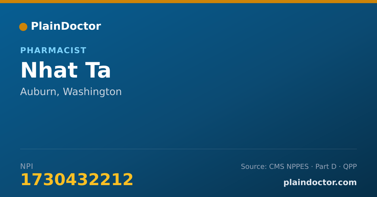 Shareable card for Nhat Ta - Pharmacist, Auburn, WA