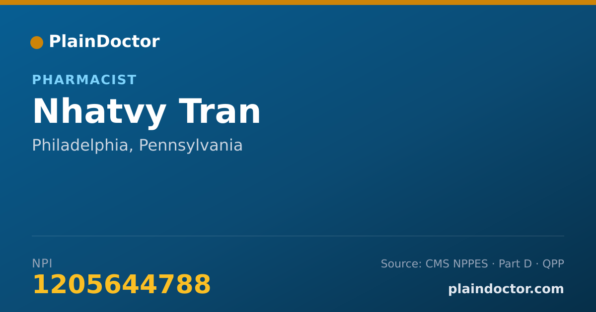 Shareable card for Nhatvy Tran - Pharmacist, Philadelphia, PA
