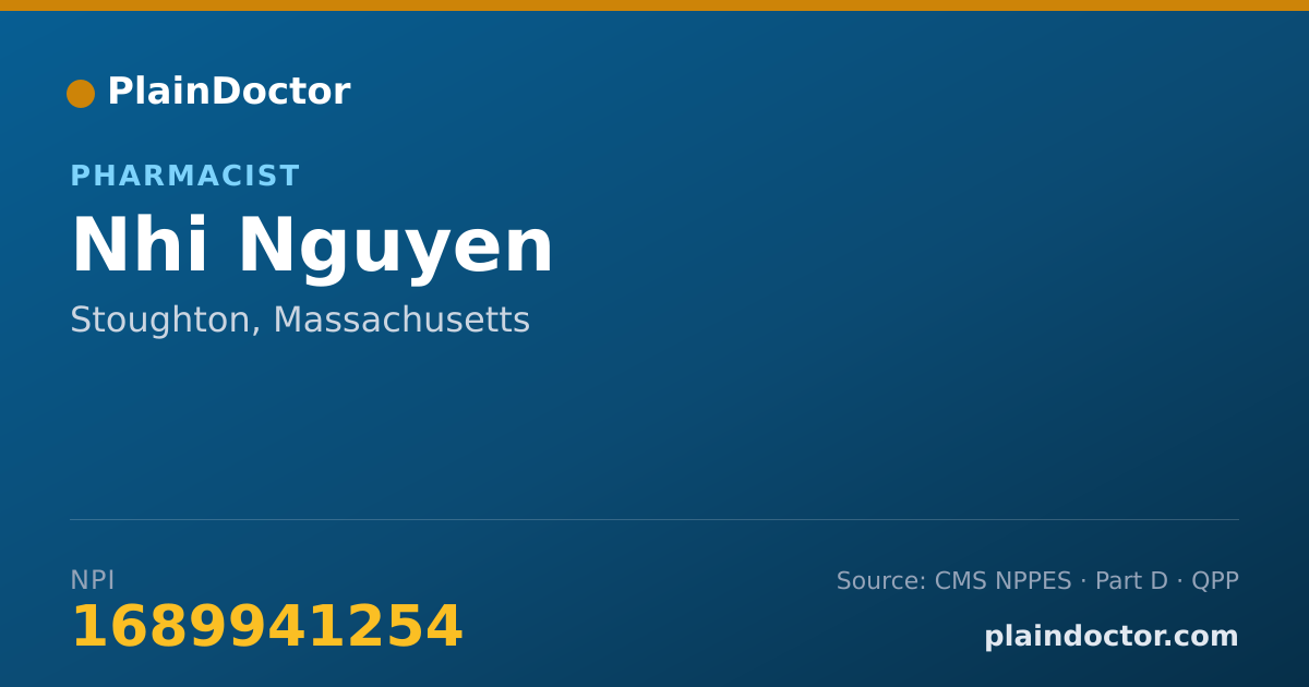Shareable card for Nhi Nguyen - Pharmacist, Stoughton, MA