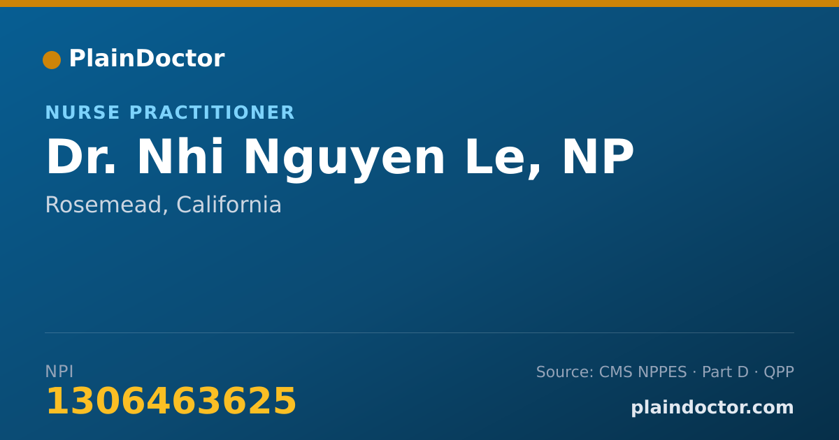 Shareable card for Nhi Nguyen Le, NP - Nurse Practitioner, Rosemead, CA