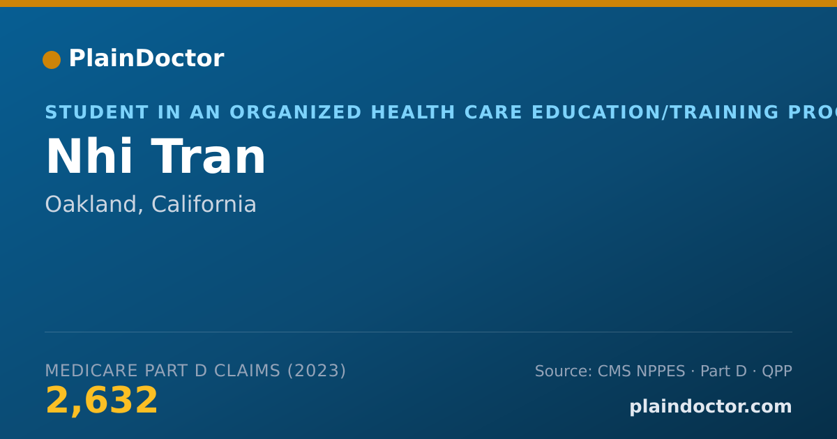 Shareable card for Nhi Tran - Student in an Organized Health Care Education/Training Program, Oakland, CA