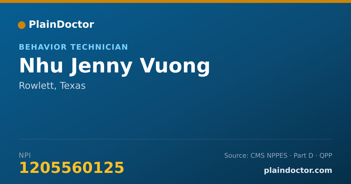 Shareable card for Nhu Jenny Vuong - Behavior Technician, Rowlett, TX