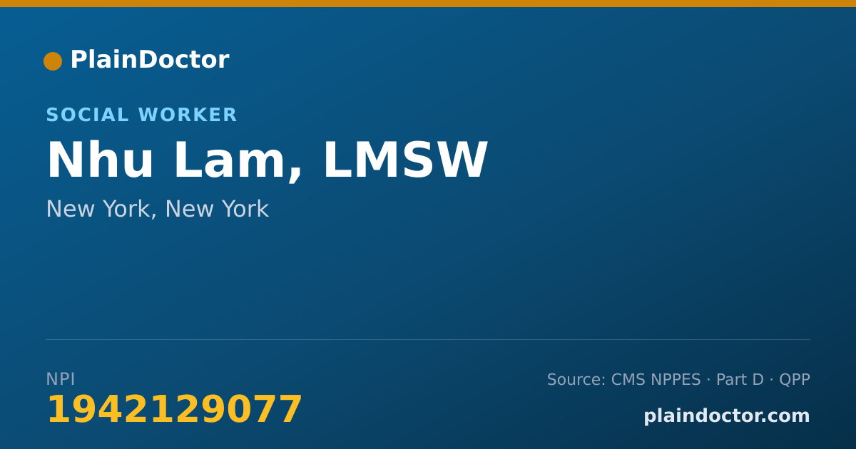 Shareable card for Nhu Lam, LMSW - Social Worker, New York, NY