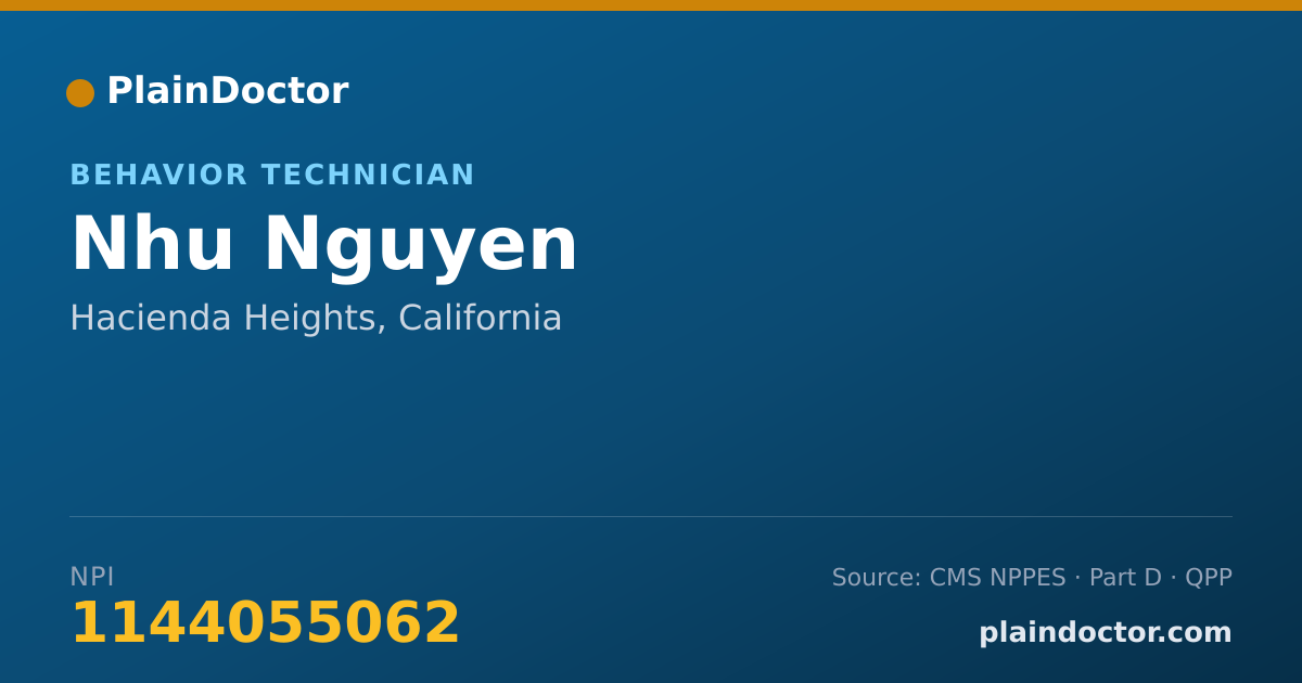 Shareable card for Nhu Nguyen - Behavior Technician, Hacienda Heights, CA