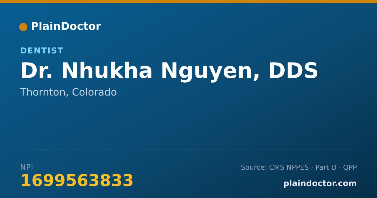 Shareable card for Nhukha Nguyen, DDS - Dentist, Thornton, CO