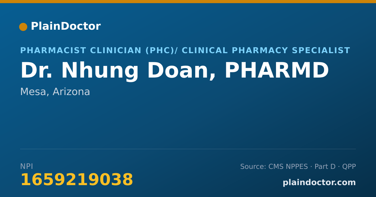 Shareable card for Nhung Doan, PHARMD - Pharmacist Clinician (PhC)/ Clinical Pharmacy Specialist, Mesa, AZ