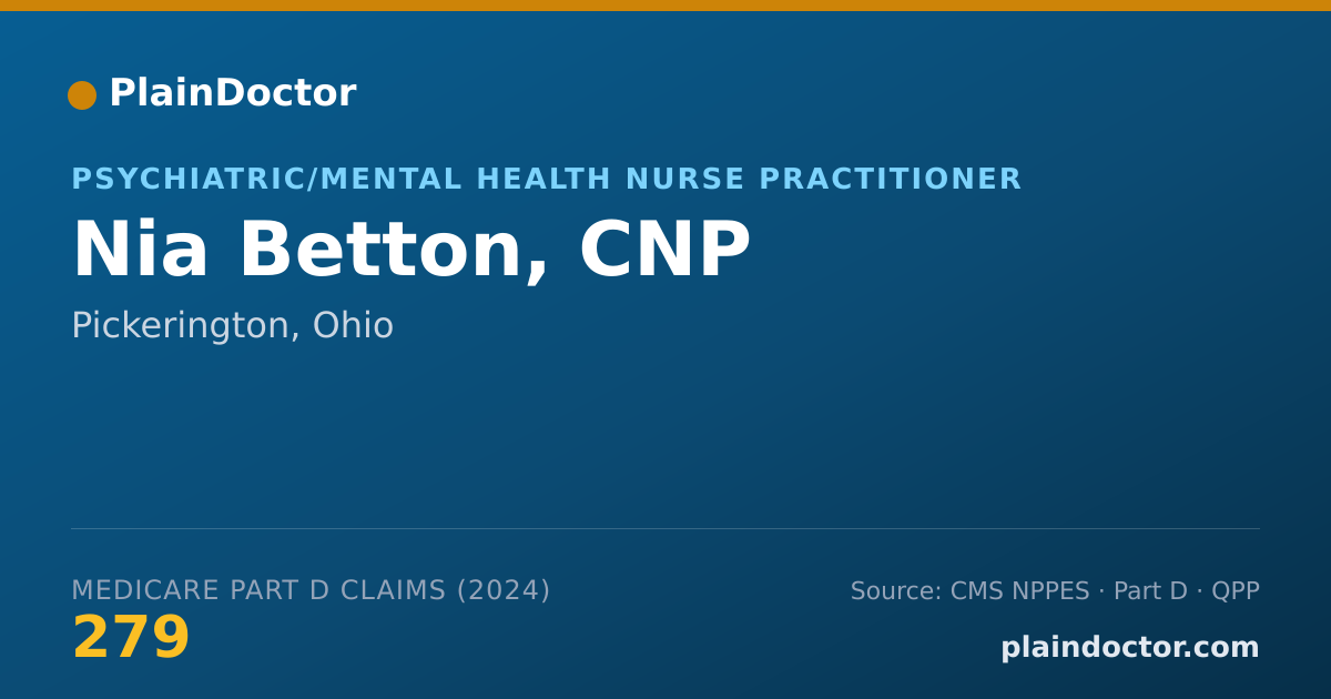 Shareable card for Nia Betton, CNP - Psychiatric/Mental Health Nurse Practitioner, Pickerington, OH