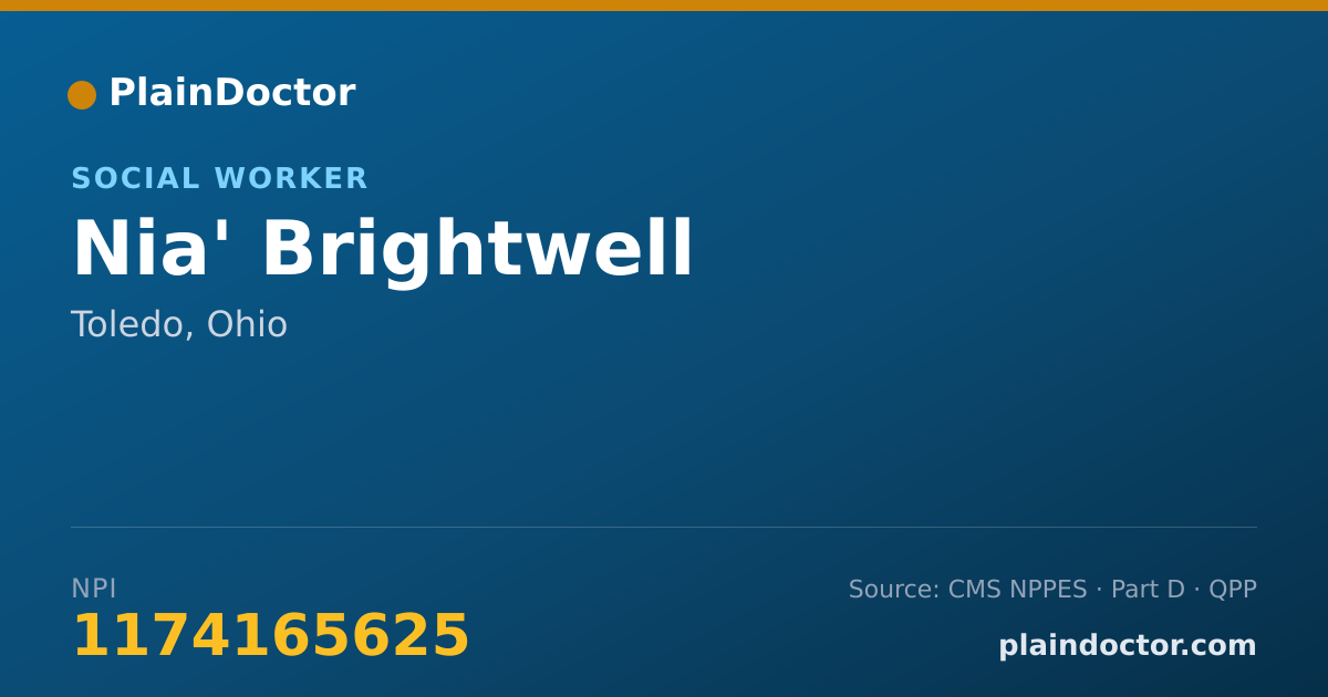 Shareable card for Nia' Brightwell - Social Worker, Toledo, OH