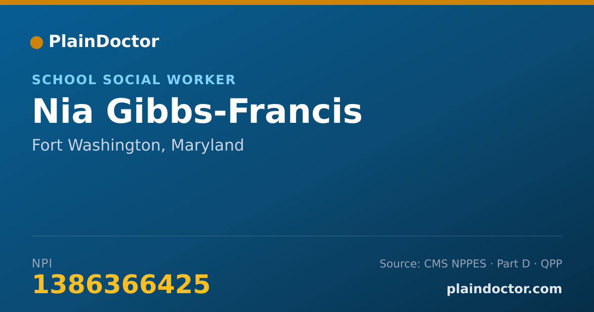Shareable card for Nia Gibbs-Francis - School Social Worker, Fort Washington, MD