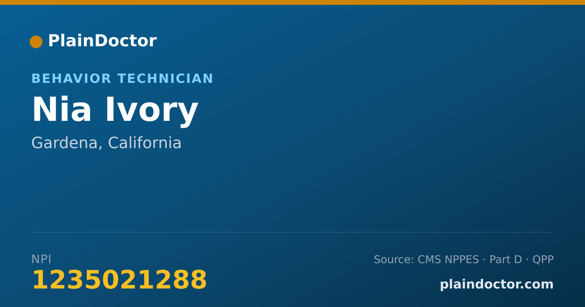 Shareable card for Nia Ivory - Behavior Technician, Gardena, CA