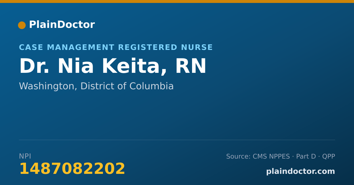 Shareable card for Nia Keita, RN - Case Management Registered Nurse, Washington, DC