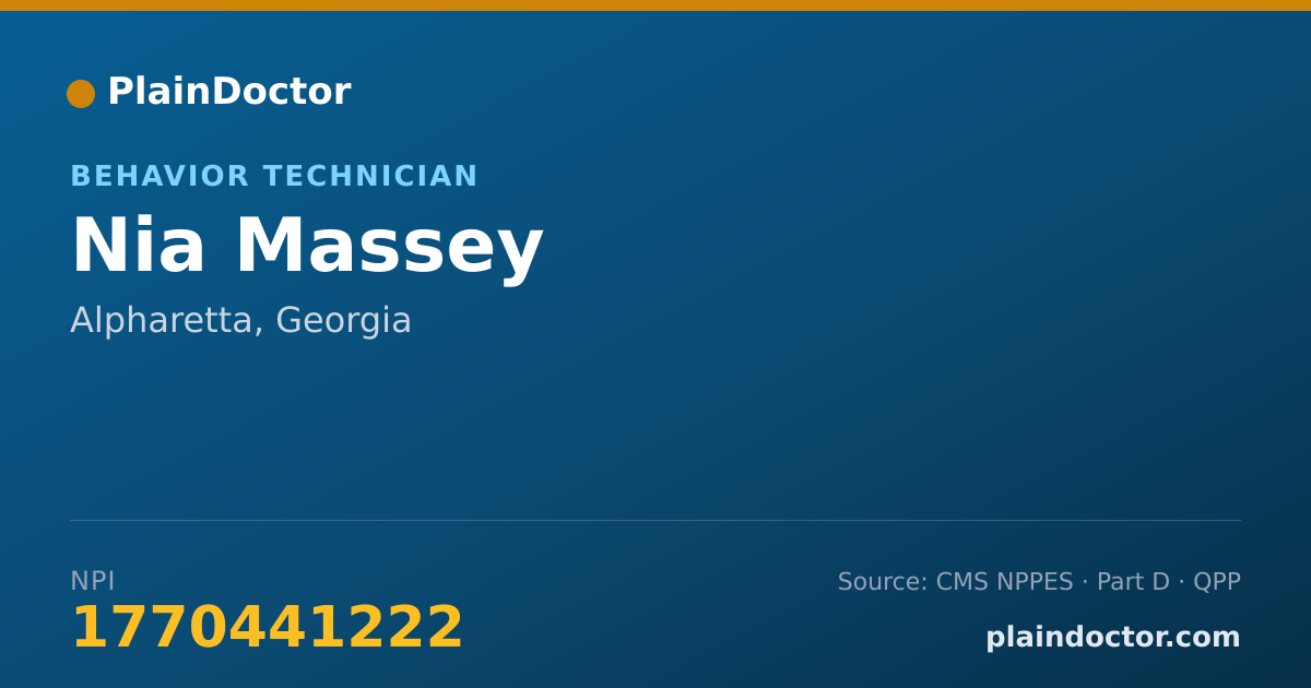 Shareable card for Nia Massey - Behavior Technician, Alpharetta, GA