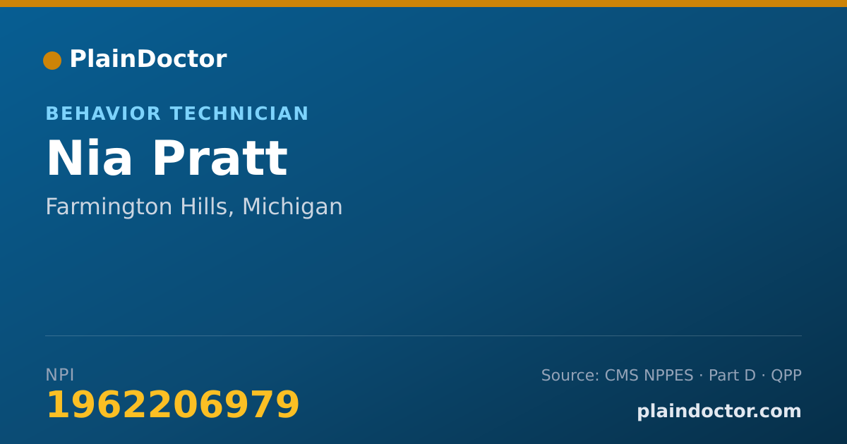 Shareable card for Nia Pratt - Behavior Technician, Farmington Hills, MI