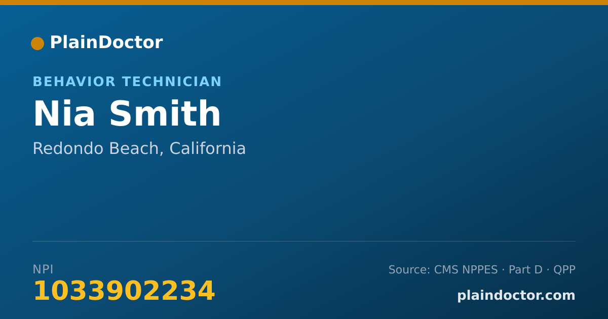 Shareable card for Nia Smith - Behavior Technician, Redondo Beach, CA