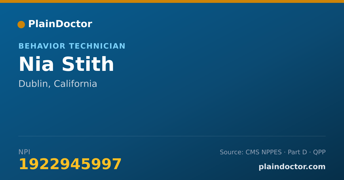 Shareable card for Nia Stith - Behavior Technician, Dublin, CA