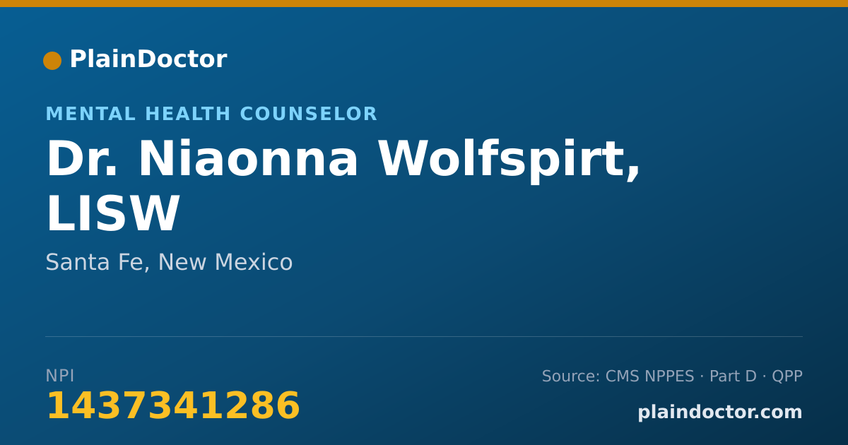 Shareable card for Niaonna Wolfspirt, LISW - Mental Health Counselor, Santa Fe, NM
