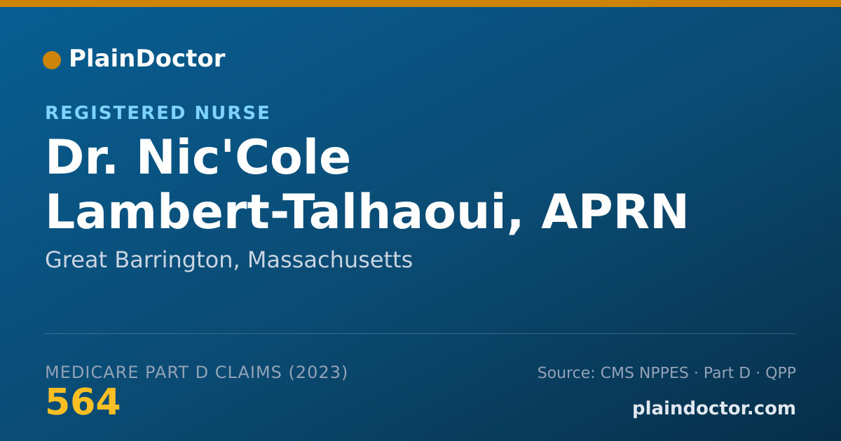 Shareable card for Nic'Cole Lambert-Talhaoui, APRN - Registered Nurse, Great Barrington, MA
