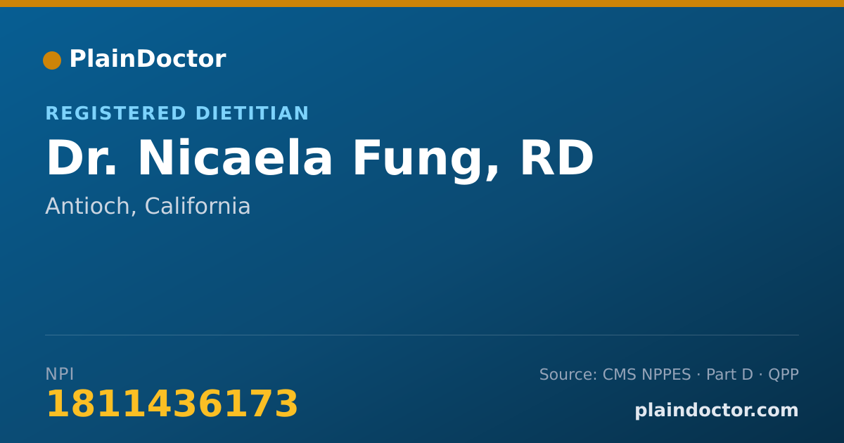 Shareable card for Nicaela Fung, RD - Registered Dietitian, Antioch, CA