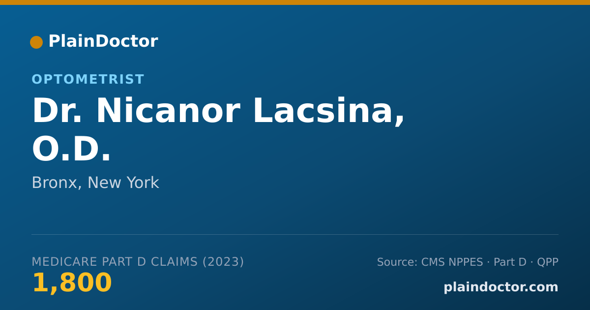 Shareable card for Nicanor Lacsina, O.D. - Optometrist, Bronx, NY