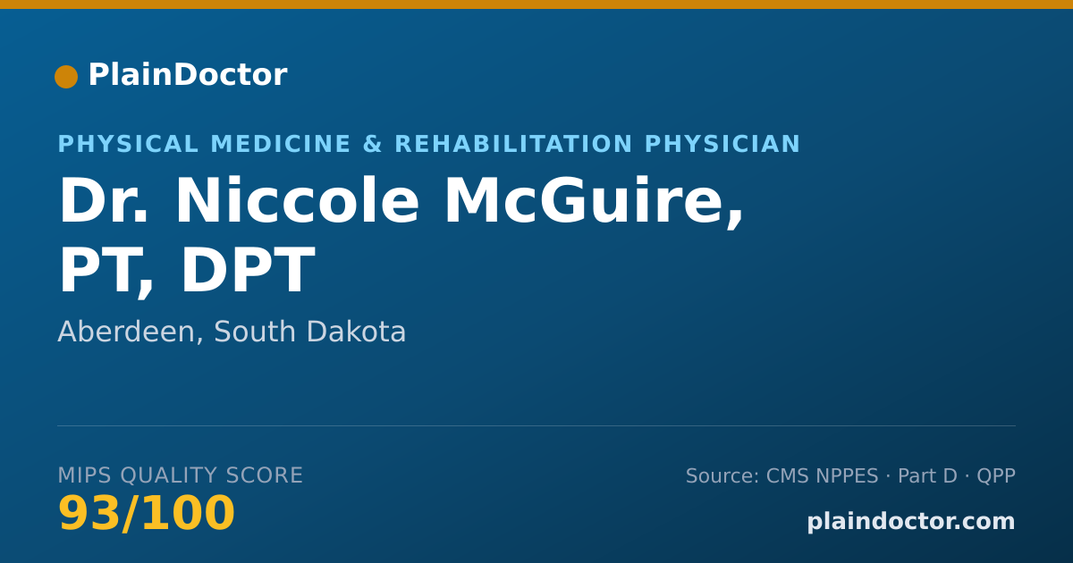 Shareable card for Niccole McGuire, PT, DPT - Physical Medicine & Rehabilitation Physician, Aberdeen, SD