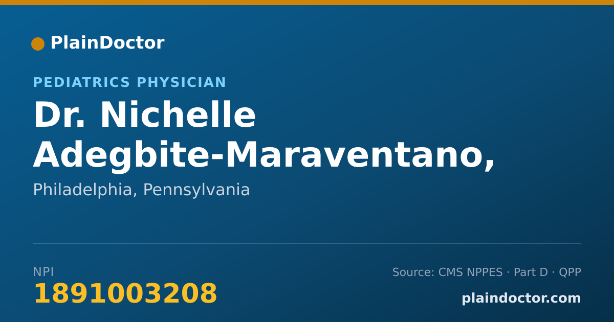 Shareable card for Nichelle Adegbite-Maraventano, M.D. - Pediatrics Physician, Philadelphia, PA