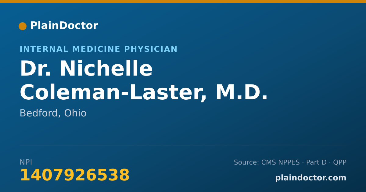 Shareable card for Nichelle Coleman-Laster, M.D. - Internal Medicine Physician, Bedford, OH