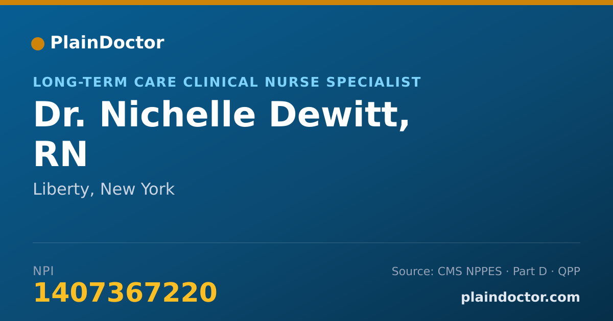 Shareable card for Nichelle Dewitt, RN - Long-Term Care Clinical Nurse Specialist, Liberty, NY