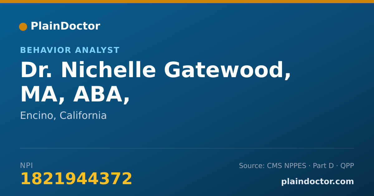 Shareable card for Nichelle Gatewood, MA, ABA, - Behavior Analyst, Encino, CA