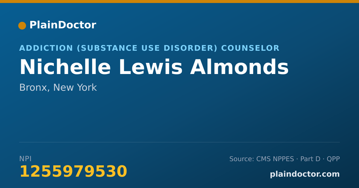 Shareable card for Nichelle Lewis Almonds - Addiction (Substance Use Disorder) Counselor, Bronx, NY