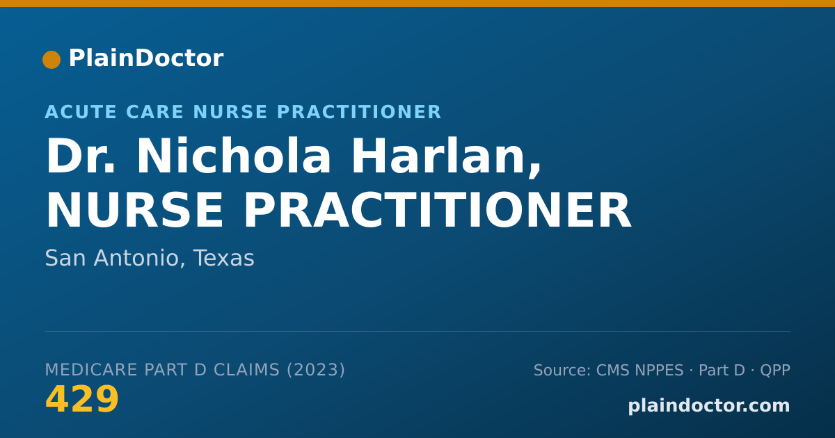 Shareable card for Nichola Harlan, NURSE PRACTITIONER - Acute Care Nurse Practitioner, San Antonio, TX