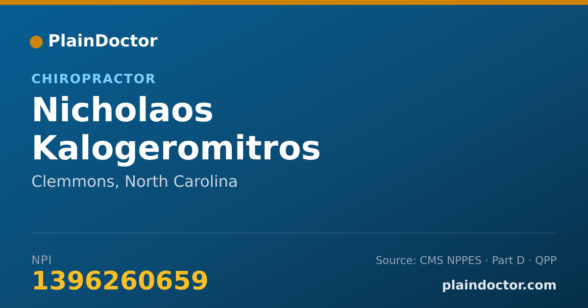 Shareable card for Nicholaos Kalogeromitros - Chiropractor, Clemmons, NC