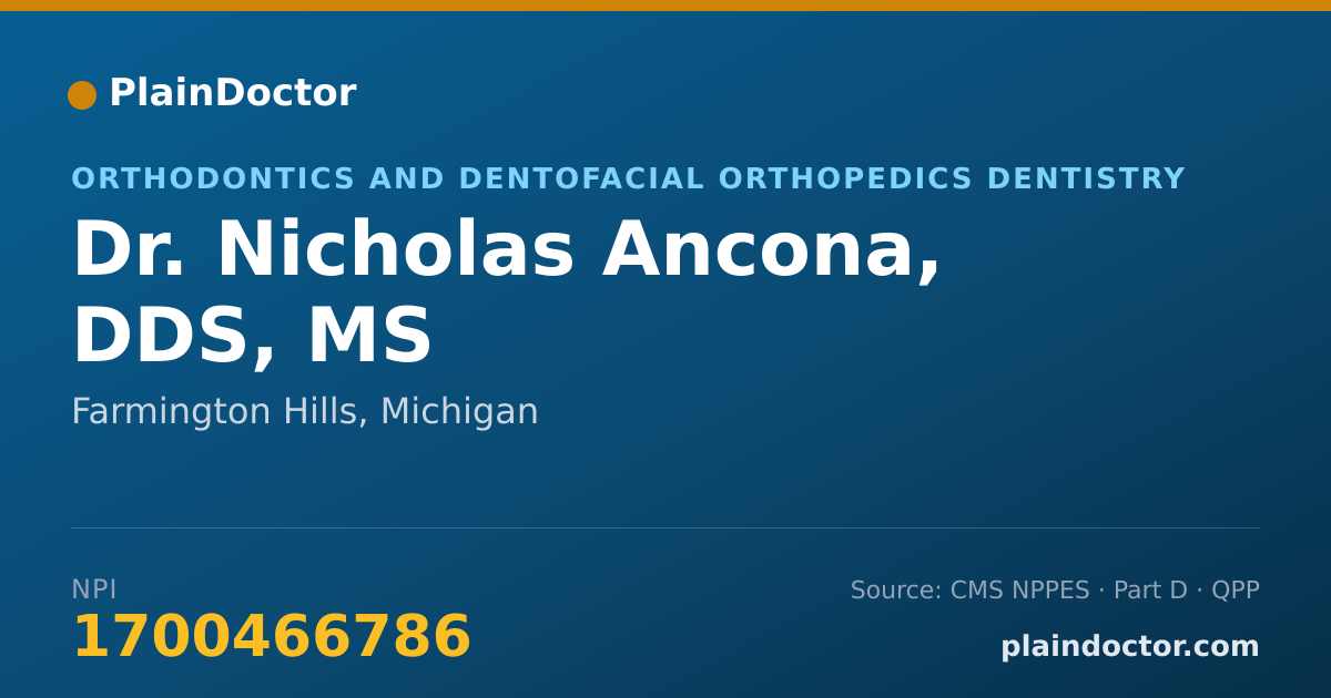 Shareable card for Nicholas Ancona, DDS, MS - Orthodontics and Dentofacial Orthopedics Dentistry, Farmington Hills, MI